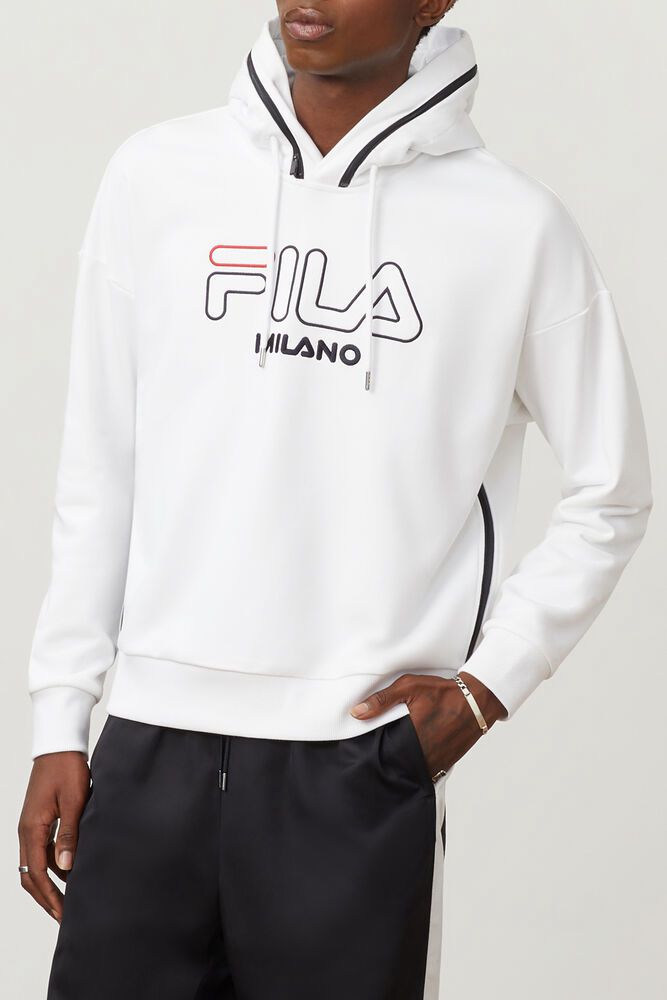 Fila Hoodie Milano French Terry Mens White - India DML-138925